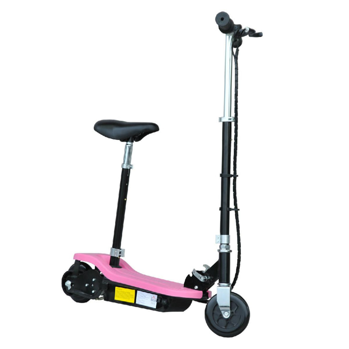 Trottinette électrique 120 W pliable pour enfants à partir de 7 ans hauteur de guidon et selle réglable 12 Km/h max. rose noir