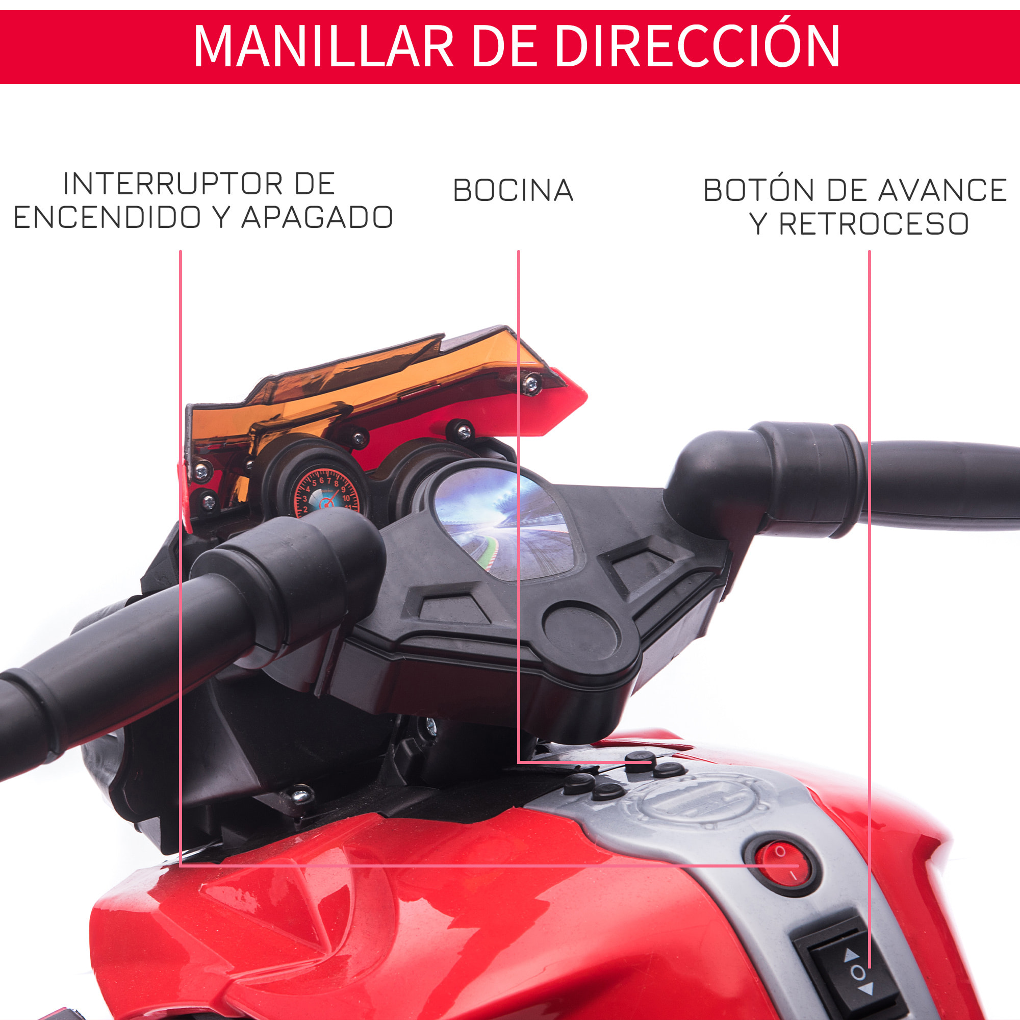 Moto Eléctrica para Niños de 18-48 Meses 6V con Faros Bocina 2 Ruedas de Equilibrio Velocidad 3 km/h Avance y Retroceso Motocicleta de Juguete Carga 25 kg 88,5x42,5x49 cm Rojo