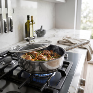 Elysée - Sauteuse 24cm inox revêtue avec couvercle universel