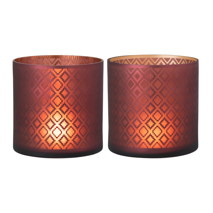 J-Line photophore Oriental - verre - rouge/or - large - 2 pcs