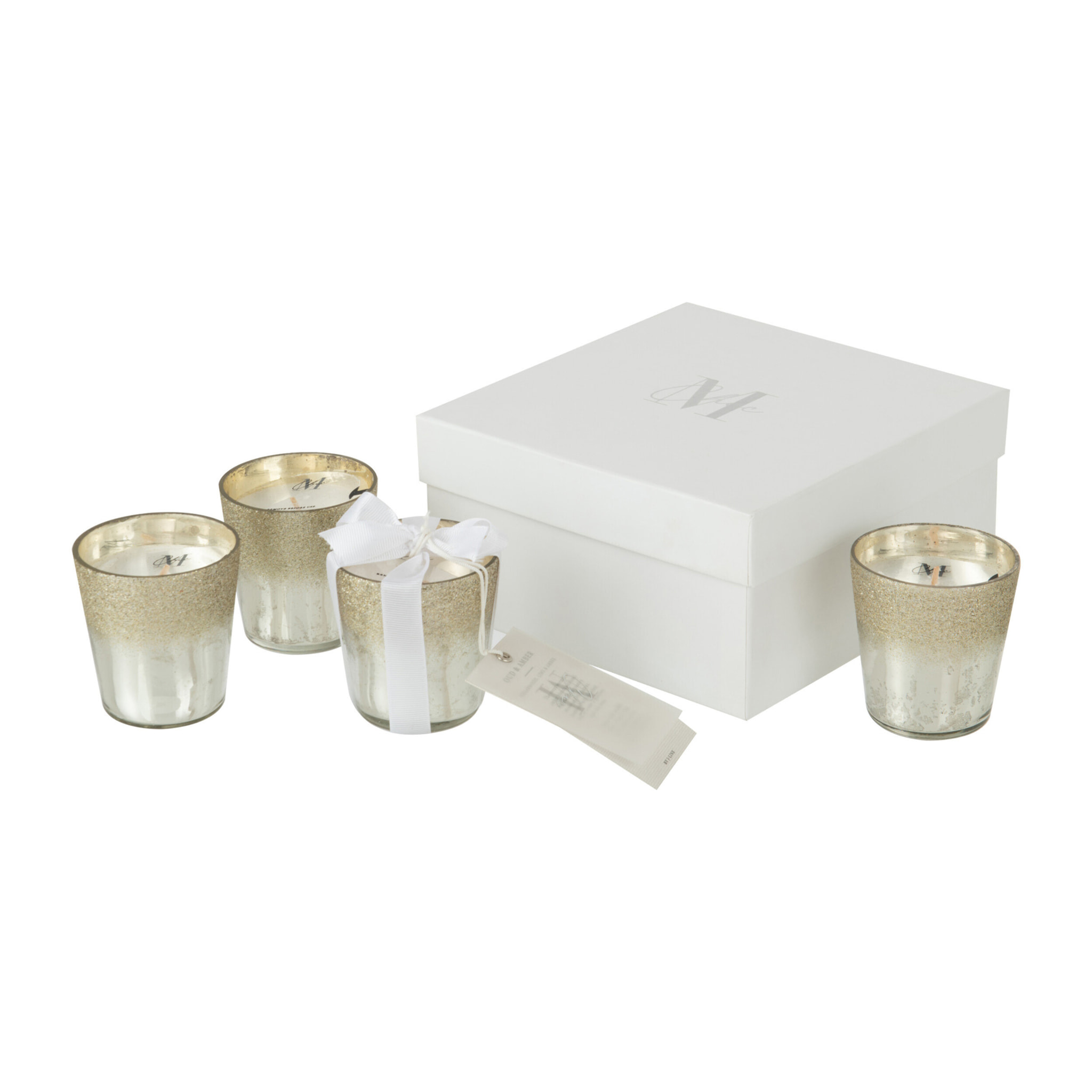 J-Line boîte de 4 bougies parfumées Deluxe - verre - argent