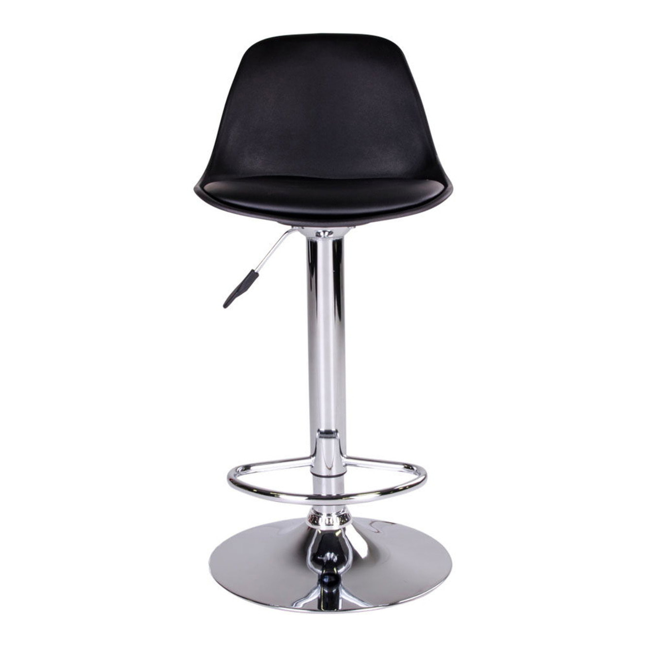 Set 2 sgabelli da bar Trondheim regolabile in ecopelle nera con base cromata