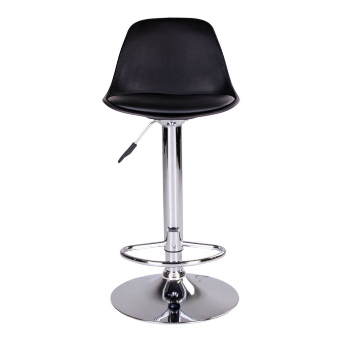 Set 2 sgabelli da bar Trondheim regolabile in ecopelle nera con base cromata