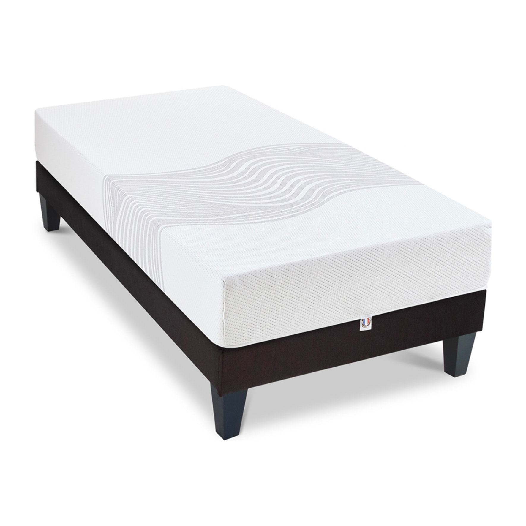 Ensemble Matelas Sensitive & Sommier Kit15, 21 cm, Mémoire de Forme, Déhoussable, Technologie Tri-Lattes, Soutien Ferme