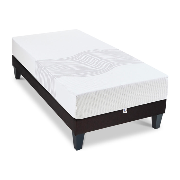 Ensemble Matelas Sensitive & Sommier Kit15, 21 cm, Mémoire de Forme, Déhoussable, Technologie Tri-Lattes, Soutien Ferme