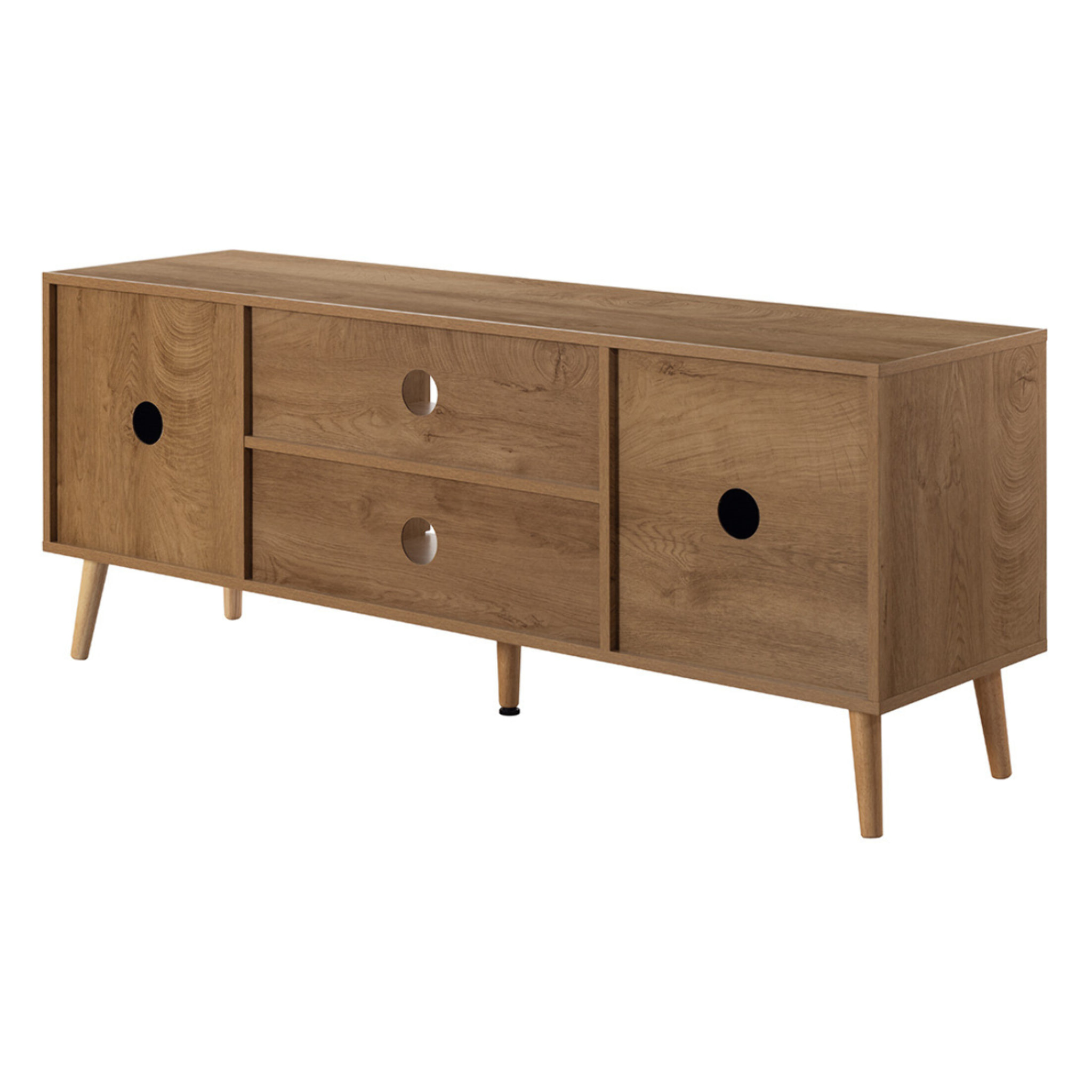 Goto - meuble tv - effet bois et cannage - 140 cm - Bois