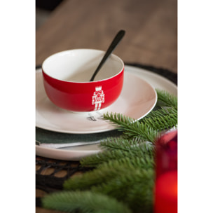 J-Line bol + socle Casse-Noisette - métal/céramique - rouge - boîte de 4