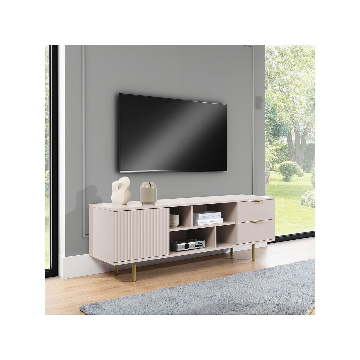 Meuble TV "Nawil" - 150 x 52 x 41 cm - Beige