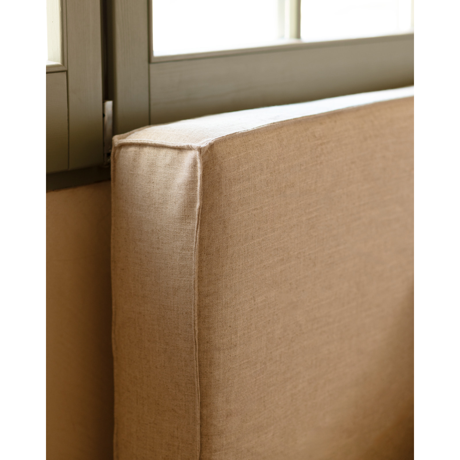 Tête de lit tapissée déhoussable en lin beige en différentes tailles