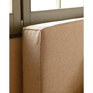 Tête de lit tapissée déhoussable en lin beige en différentes tailles