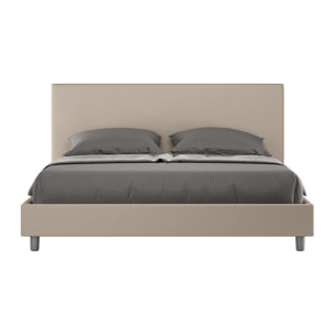 Cama con somier acolchada 160x190 cuero sintético gris paloma Naspy