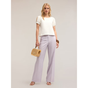 Motivi - Camiseta con mangas abullonadas - Blanco