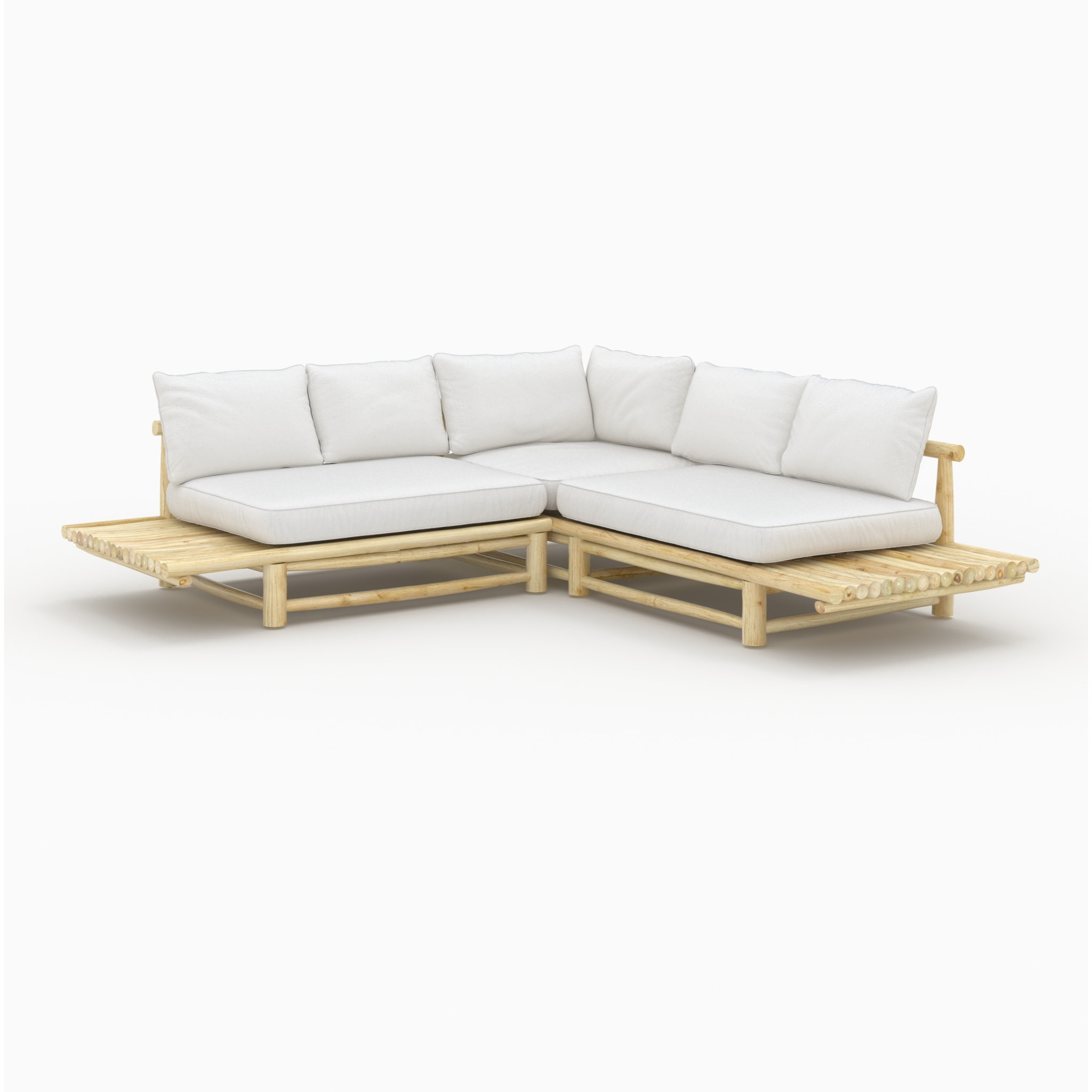 Salon de jardin 4 personnes en bois de teck avec canapé, table basse - Sunny