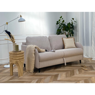 Cosmos - canapé lit 3 places convertible express couchage quotidien 140 cm matelas 11 cm en tissu - Beige