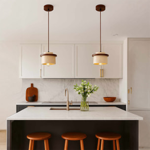 Suspension design en travertin et bois effet noyer TIVOLI
