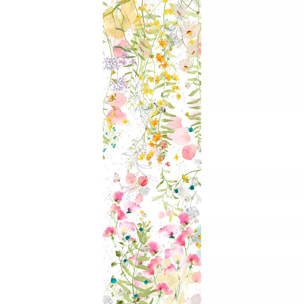 Chemin de table lin & coton lavé 150 g/m² imprimé rose vert Rosee du matin printemps