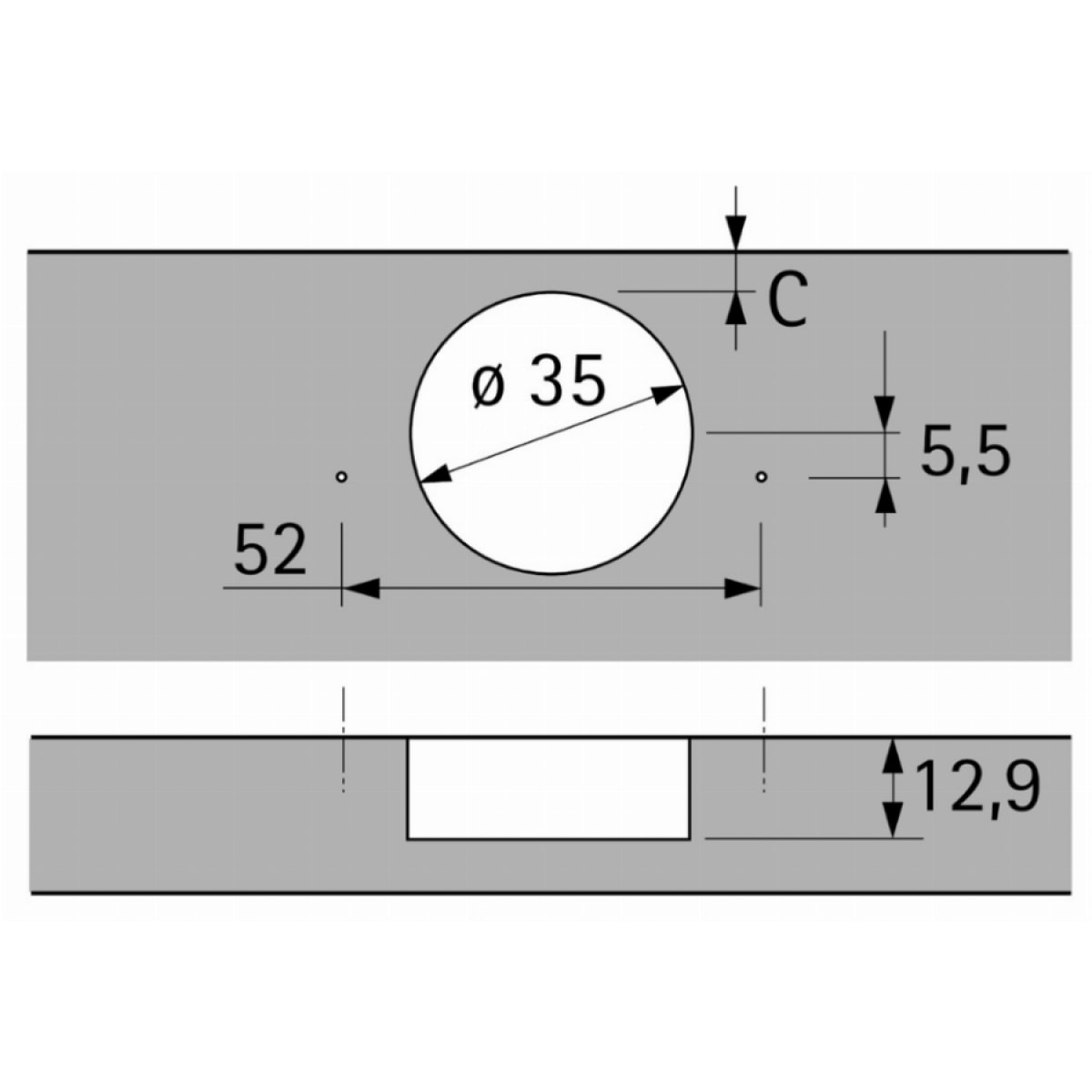 Charnières invisibles Push to open 110° Sensys 8675 HETTICH porte 15 à 24mm - mont.rentrant à visser - 9073664
