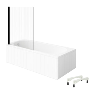 Baignoire droite avec pieds 160 x 70 cm VILLEROY & BOCH O.Novo Blanc + Pare Bain gauche AURYS Raywall noir mat