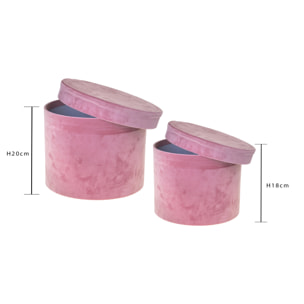 Set di 2 Cappelliere Velluto 26X20/23X18 Cm - Pezzi 1 - 26X20X26cm - Colore: Rosa - Bianchi Dino - Decorazioni Varie