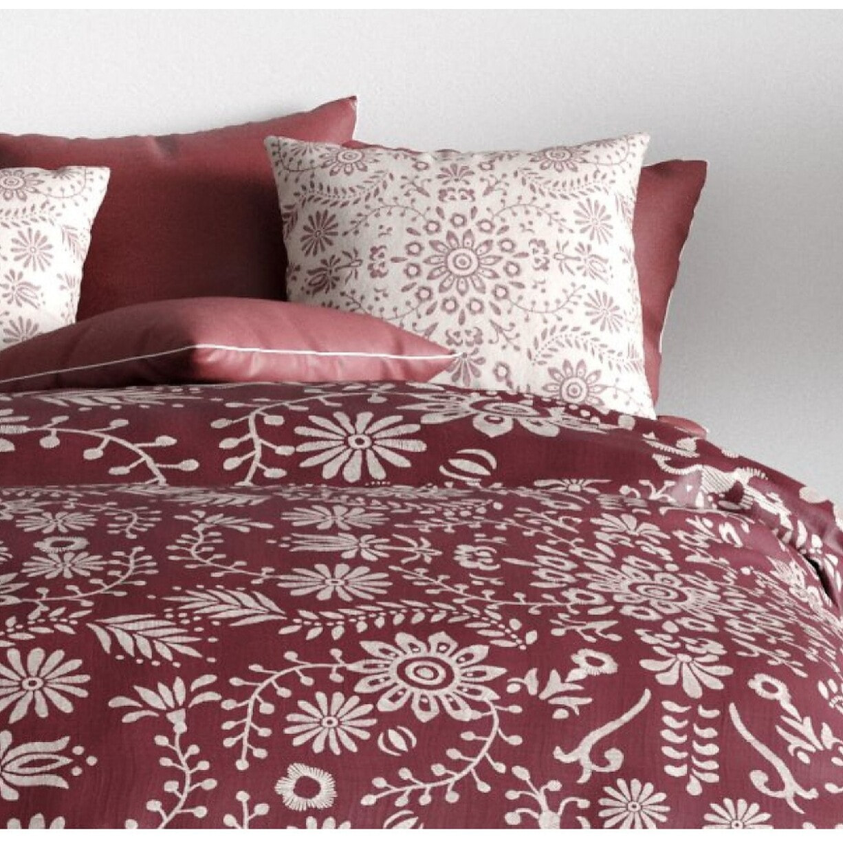 Parure Housse De Couette 3pcs avec Taies oreiller 100% coton Bio 57fils Vishka