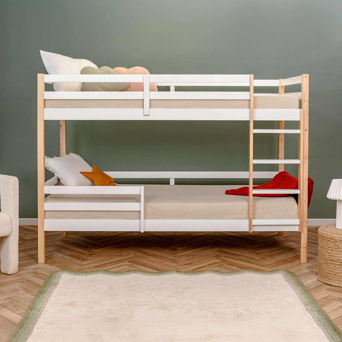 Lit enfant superposé Cabane en bois 90x190cm - Hypnia