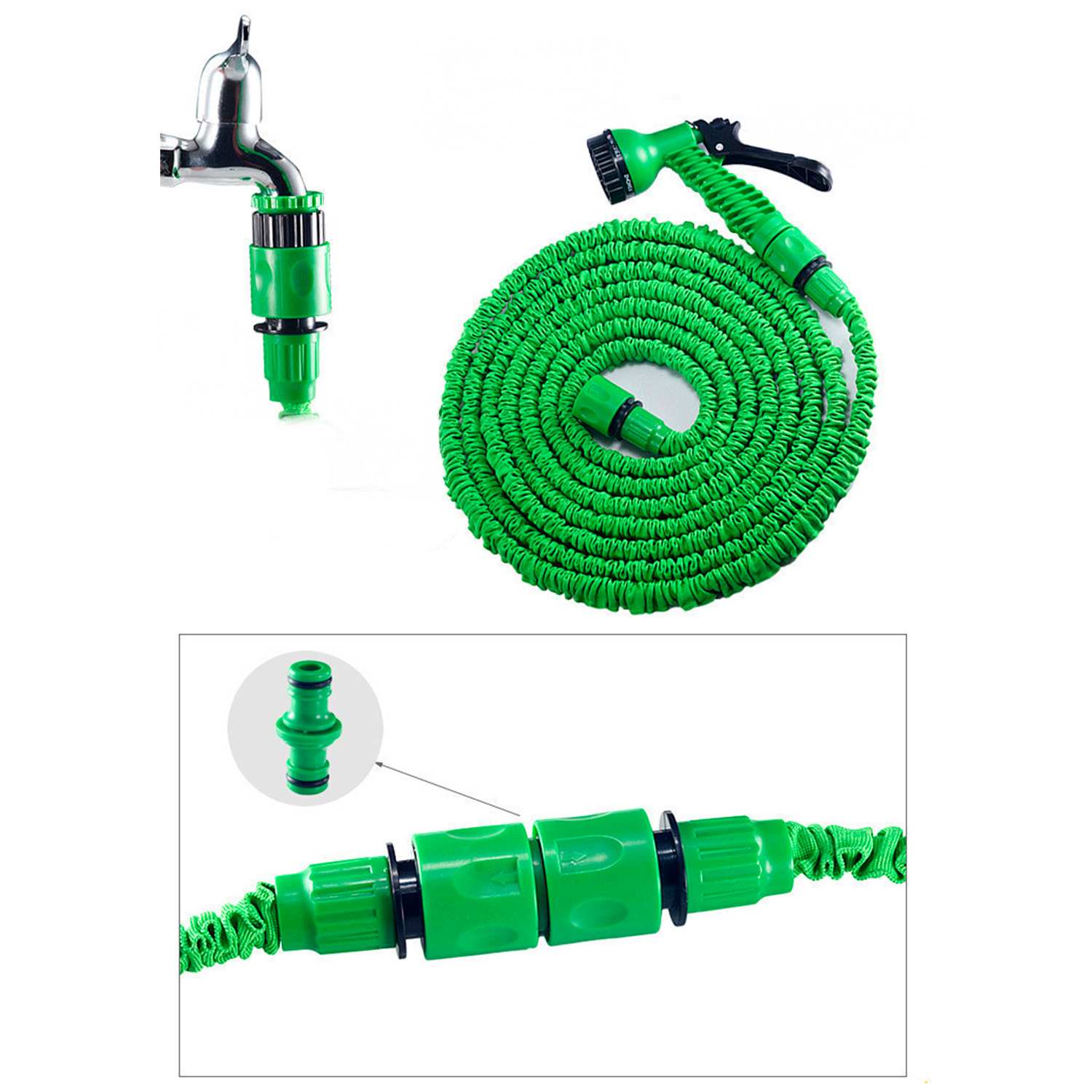 Pistola spray con 7 modalità d'uso e tubo di 30 m.