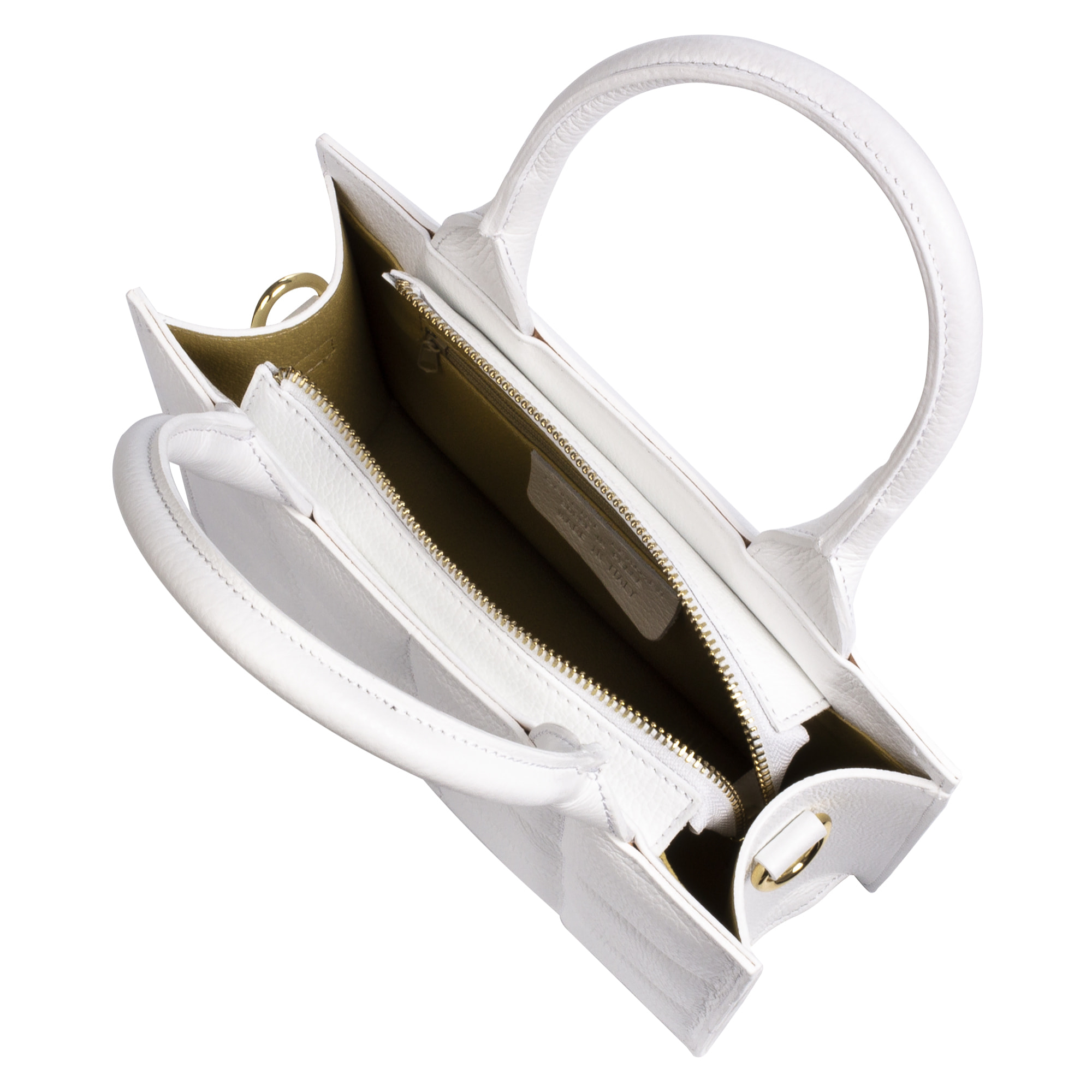 Albino bolso tote de mujer. Piel auténtica acabado Dollaro acolchado.