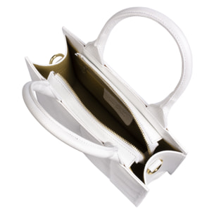 Albino bolso tote de mujer. Piel auténtica acabado Dollaro acolchado.