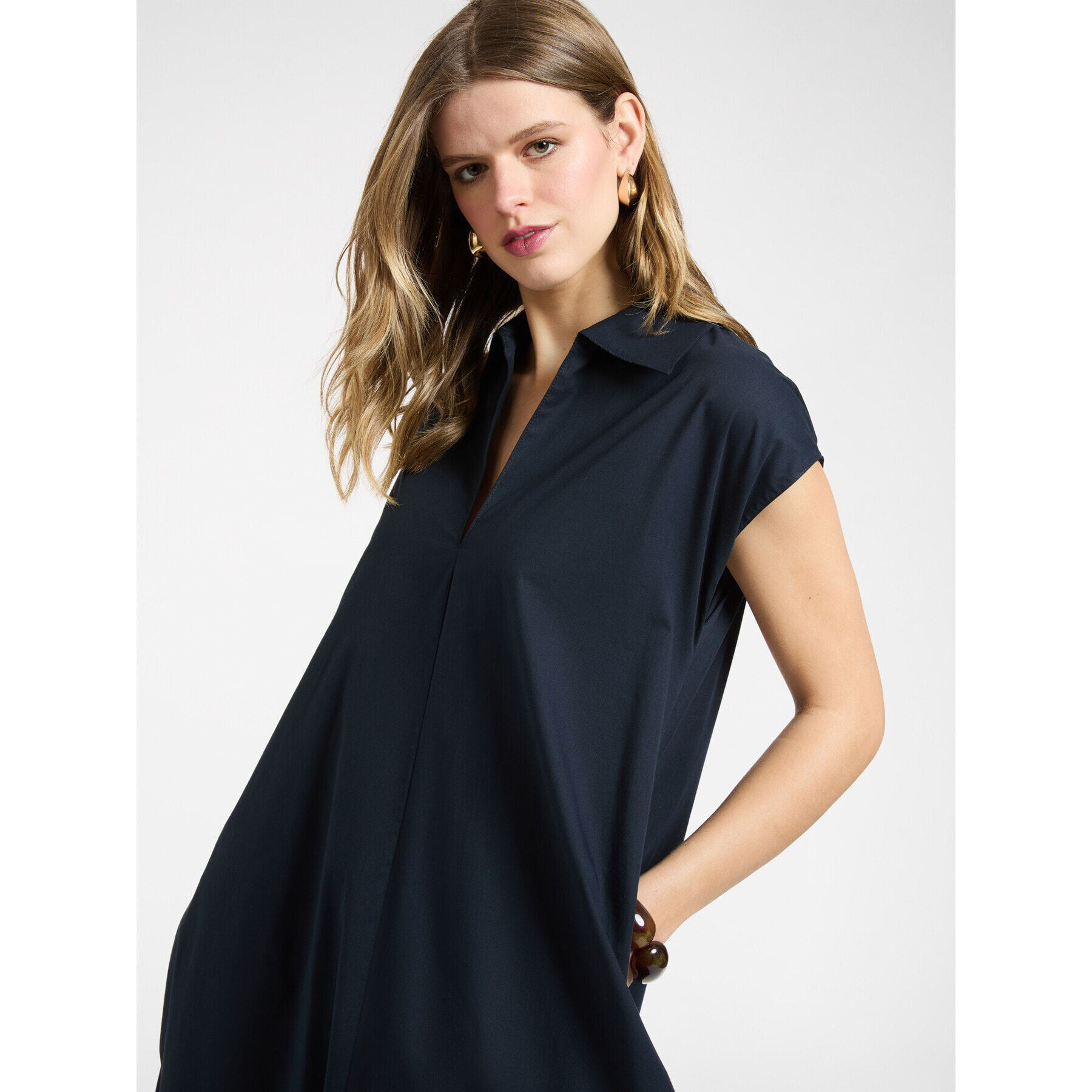 Elena Mirò - Vestido evasé con cuello - Azul