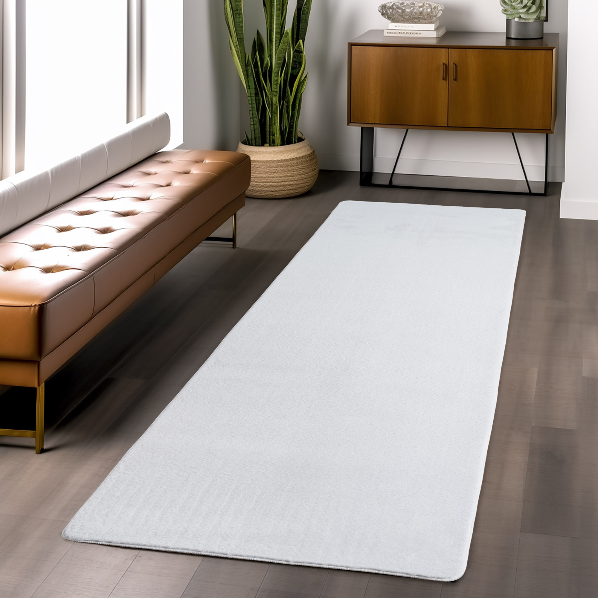 ALBA - Tapis doux blanc à poils courts