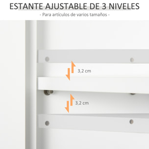 Armario de Pared para Baño Mueble Suspendido de Baño con 2 Puertas y Estante Ajustable y Almacenamiento Abierto para Aseo Dormitorio Ducha 60x19,8x58 cm Blanco