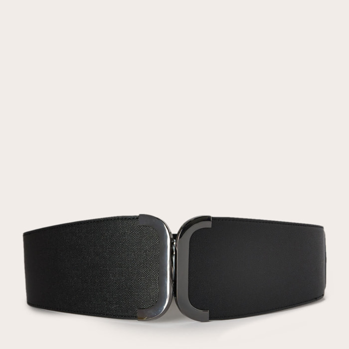 Motivi - Cinturón elástico con hebilla cuadrada metálica - Negro