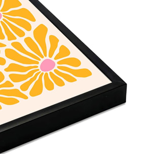 Affiche encadrée fleurs jaunes graphiques Affiche + cadre en métal - Noir