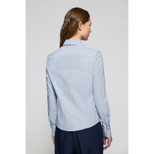 Camicia blu con pied de poule e ricamo Rigby Go