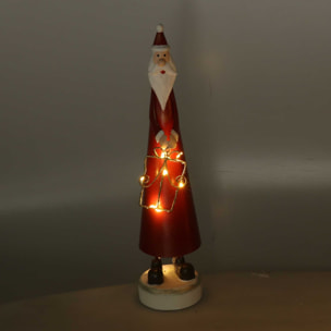 Babbo natale in metallo rosso con led cm7,5x7,5h31,5