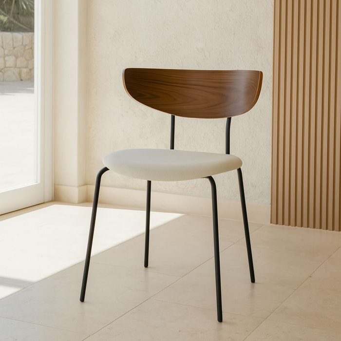 Lot de 2 chaises en bois et velours écru RIVA