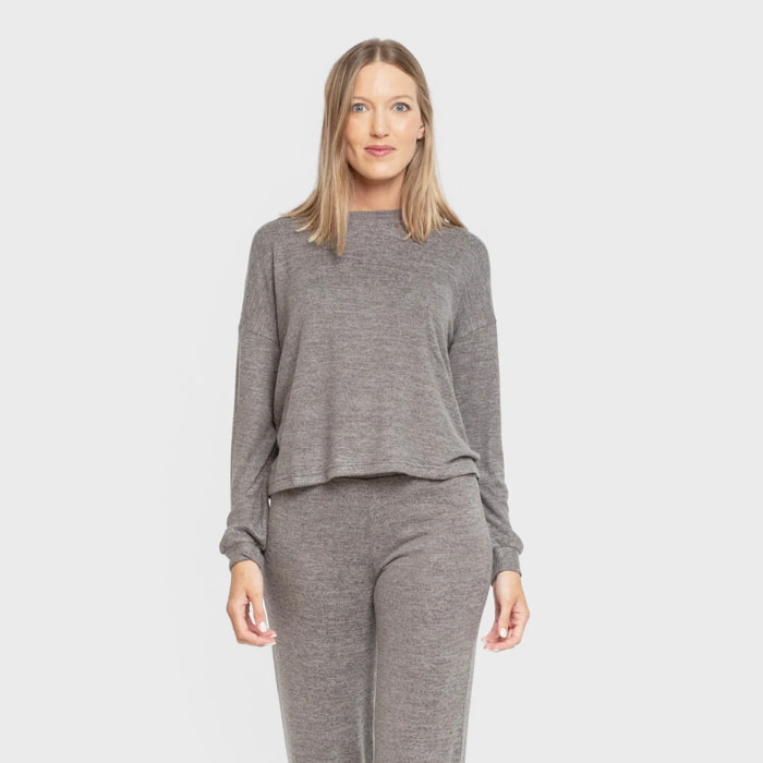 Pijama angorina liso gris marengo