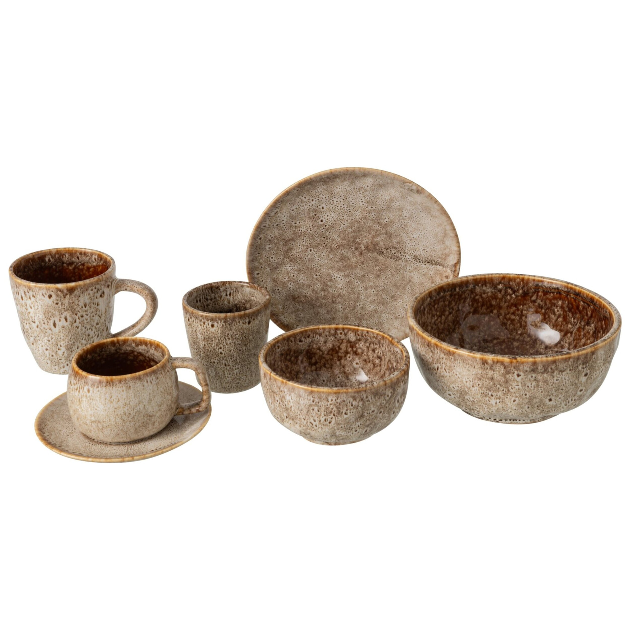 J-Line Assiette - porcelaine - taupe - 4 pcs