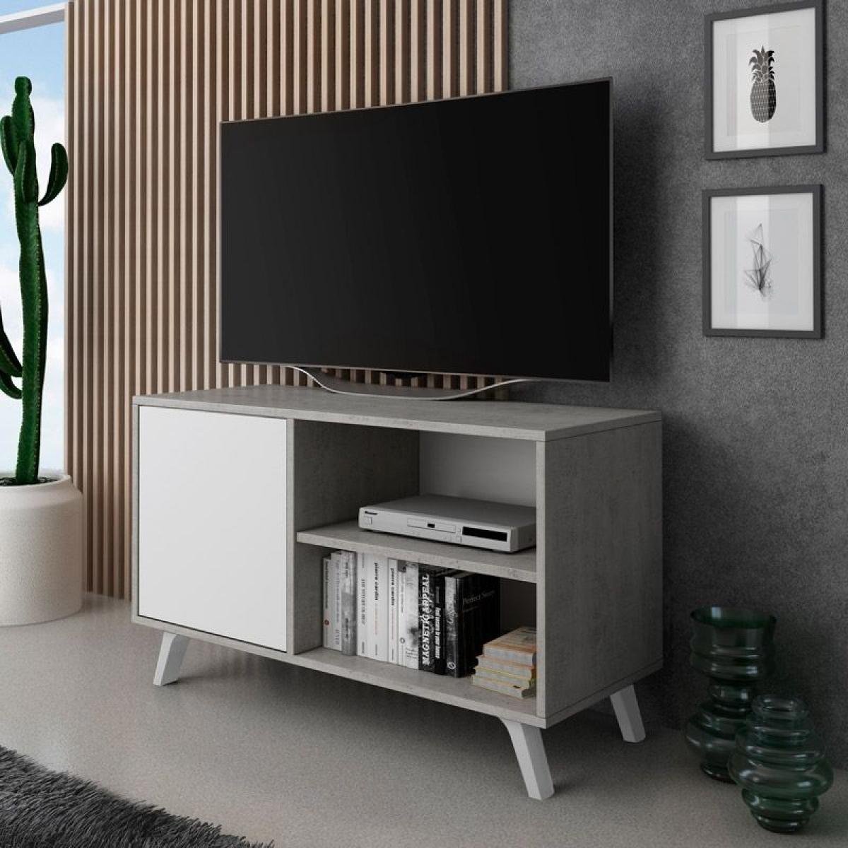 Mueble TV Wind 100 Gris cemento - Blanco mate