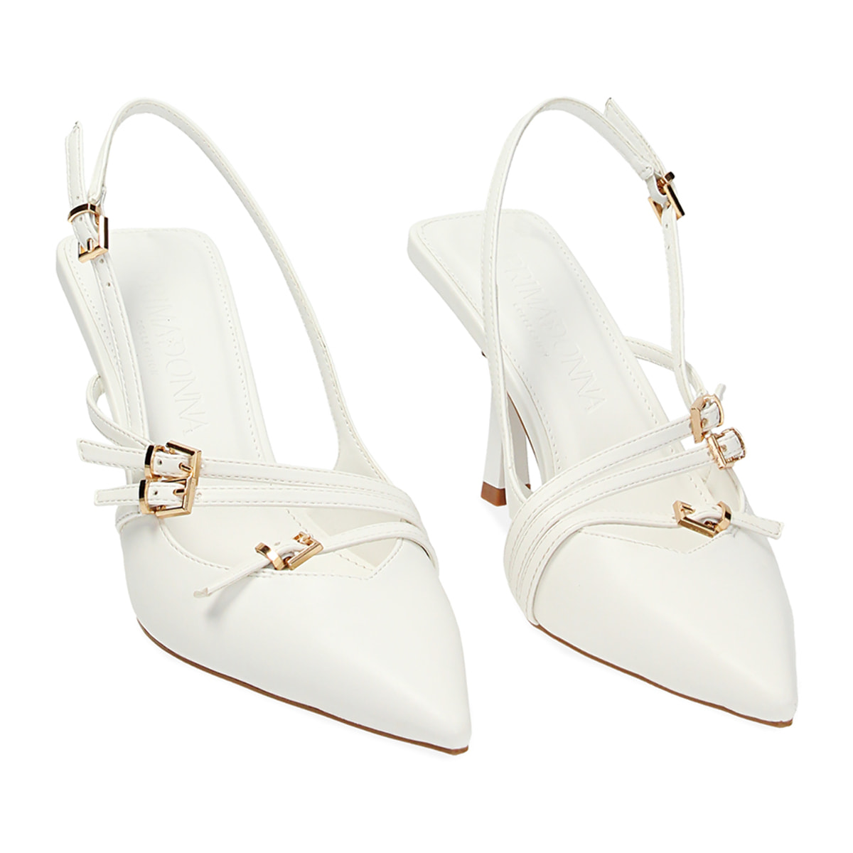 Zapatos de tacón destalonados blancos