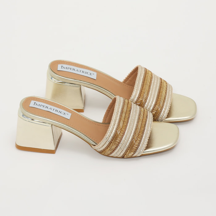 Sandali in simil pelle con tacco comodo quadrato