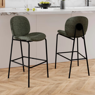 Lot de 2 chaises pour îlot central en tissu bouclé vert 63,5 cm - Iris