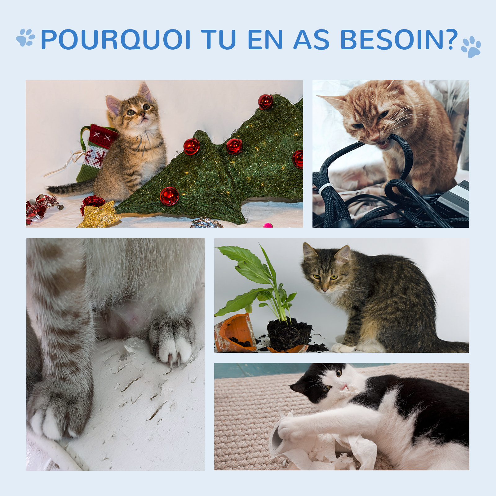 Arbre à chats design contemporain beige hêtre gris