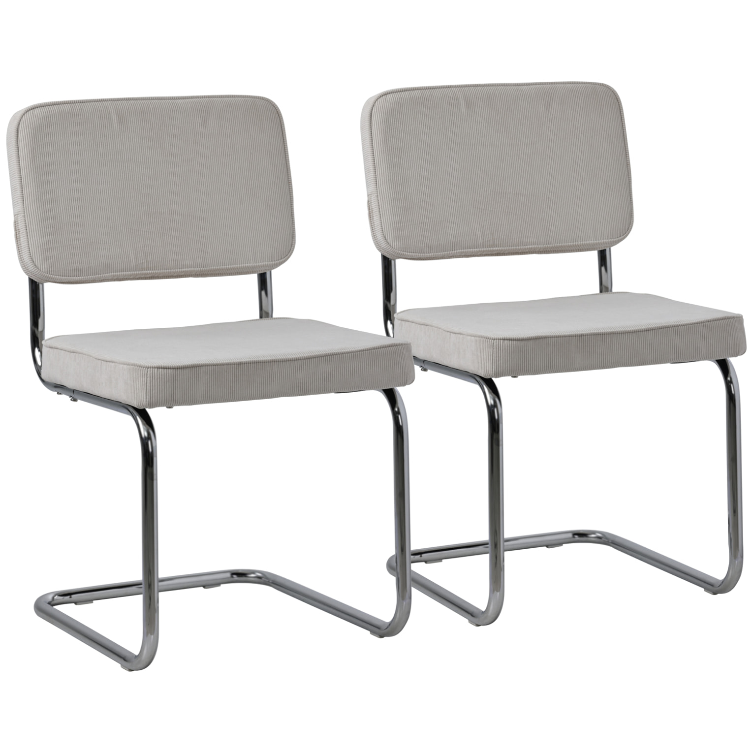 Lot de 2 chaises cantilever en velours côtelé beige MARIA