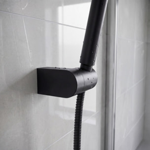 Support mural orientable pour pommeau de douche noir matt – Réglable – Olga ABS