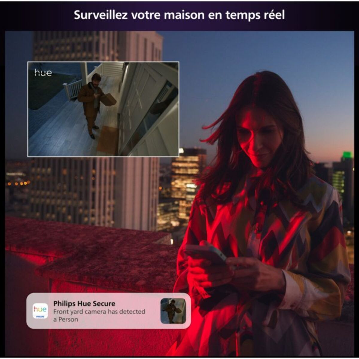 Caméra de surveillance PHILIPS HUE SECURE avec support bureau noire