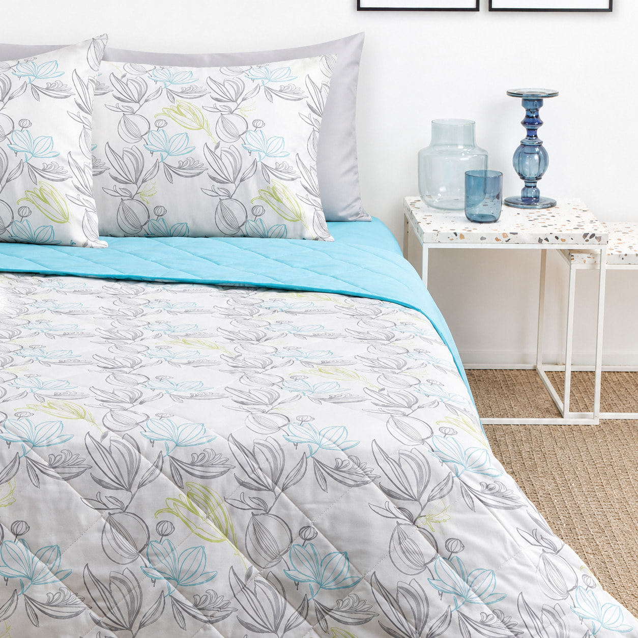 BASSETTI Completo letto 100% Cotone Fantasie Geometriche_Matrimoniale_Clelia Grigio