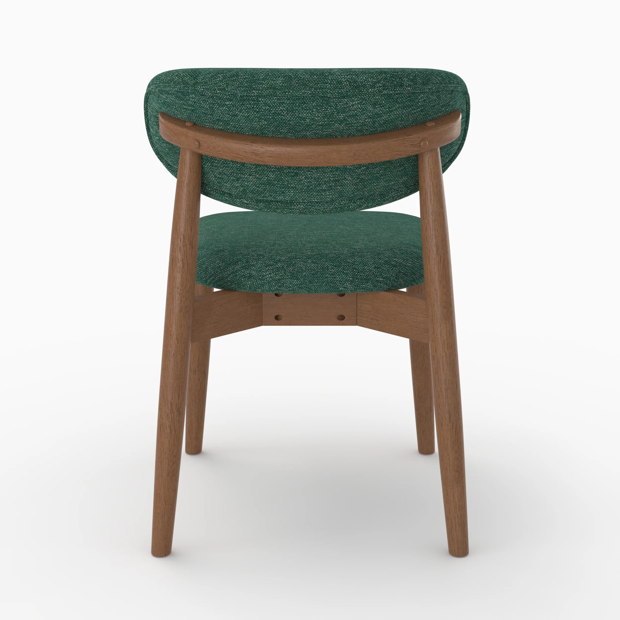 Lot de 2 chaises en tissu vert sapin et bois d'hévéa foncé - Yuna