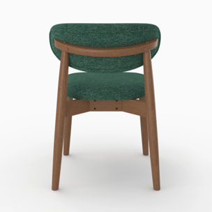 Lot de 2 chaises en tissu vert sapin et bois d'hévéa foncé - Yuna