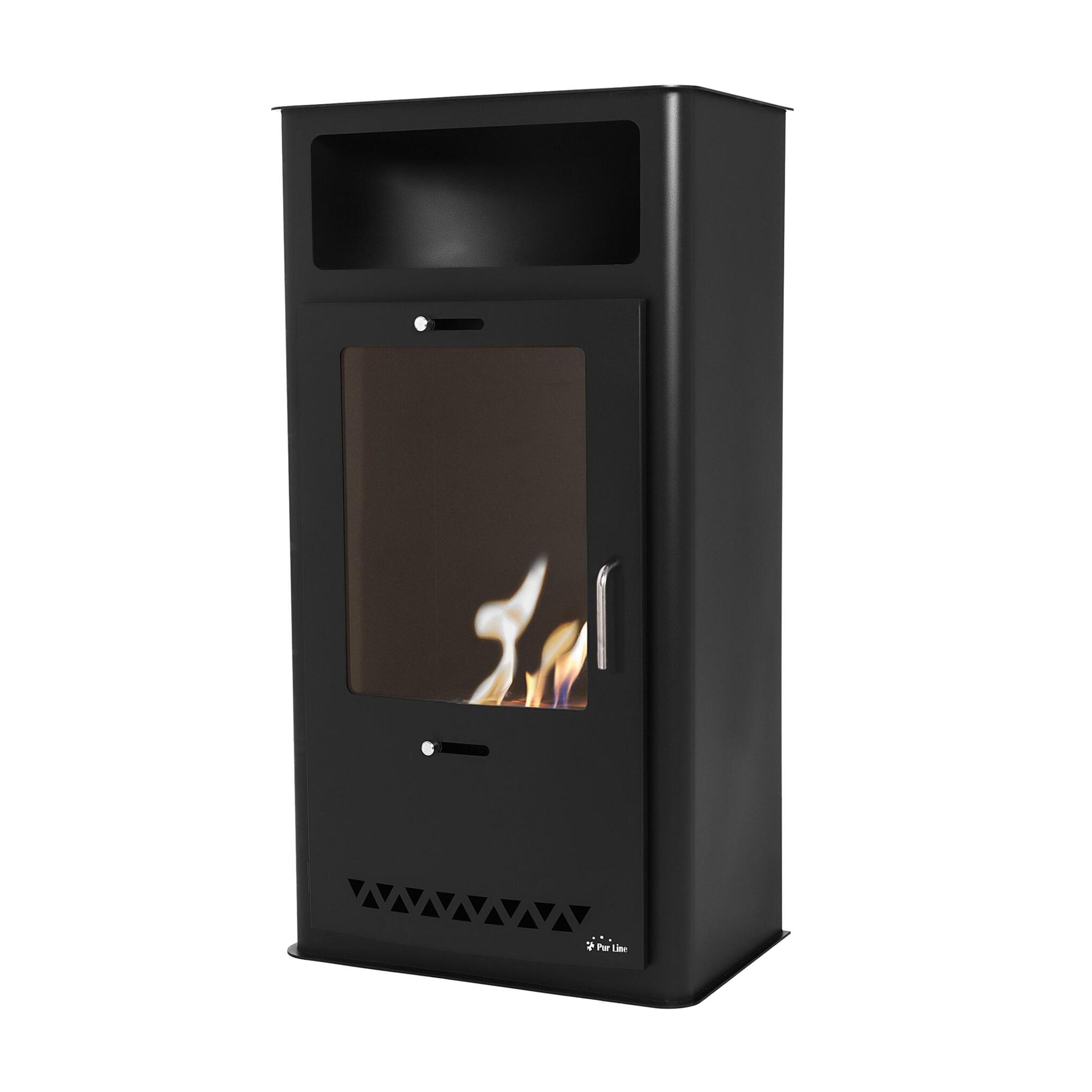 Poêle à éthanol 3kW design rectangulaire en acier noir